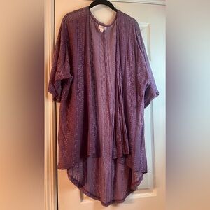 LuLaRoe Lindsay kimono, purple lace, medium